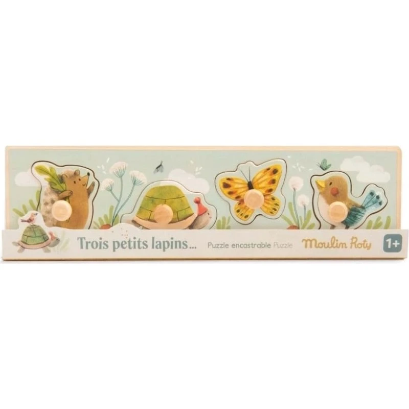 Moulin Roty Trois Lapins Steckpuzzle Tiere