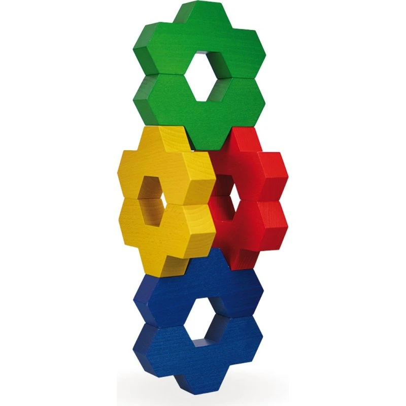 Honeyflower 3D-Legespiel Sina – 8 farbige Holzbausteine, Made in Germany