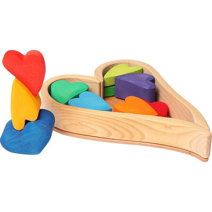 Grimm's Regenbogen Herzen aus Lindenholz (13 Teile)