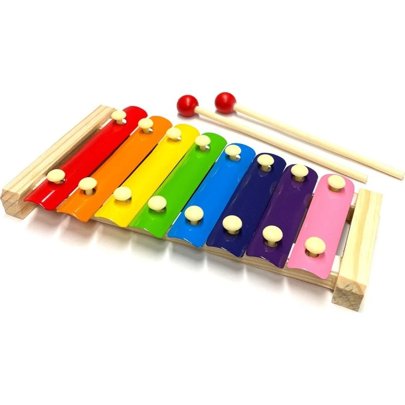 MelodyKids Kinder-Glockenspiel mit 8 Farbigen Platten und 2 Schlägeln