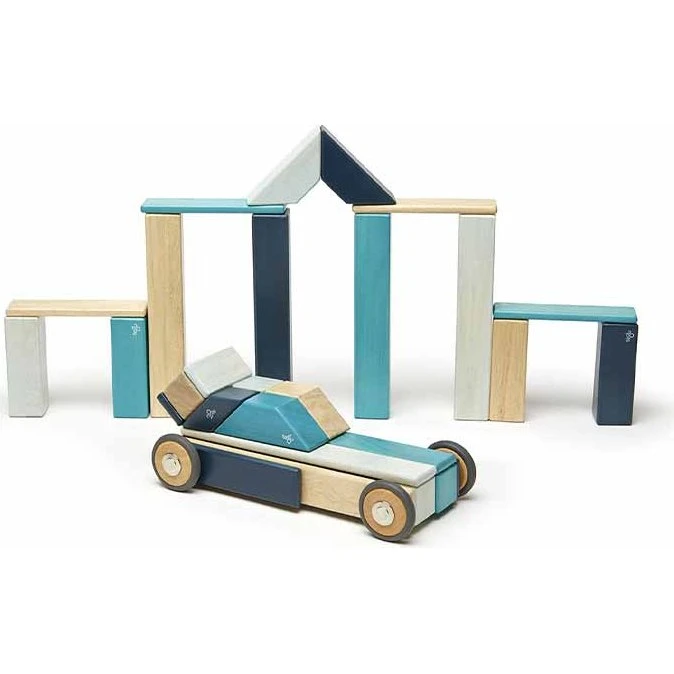 Tegu 42-teiliges magnetisches Holzbausteinset blau