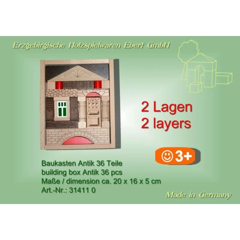 Ebert Baukasten Antik 36 Teile, 2 Lagen, farbig