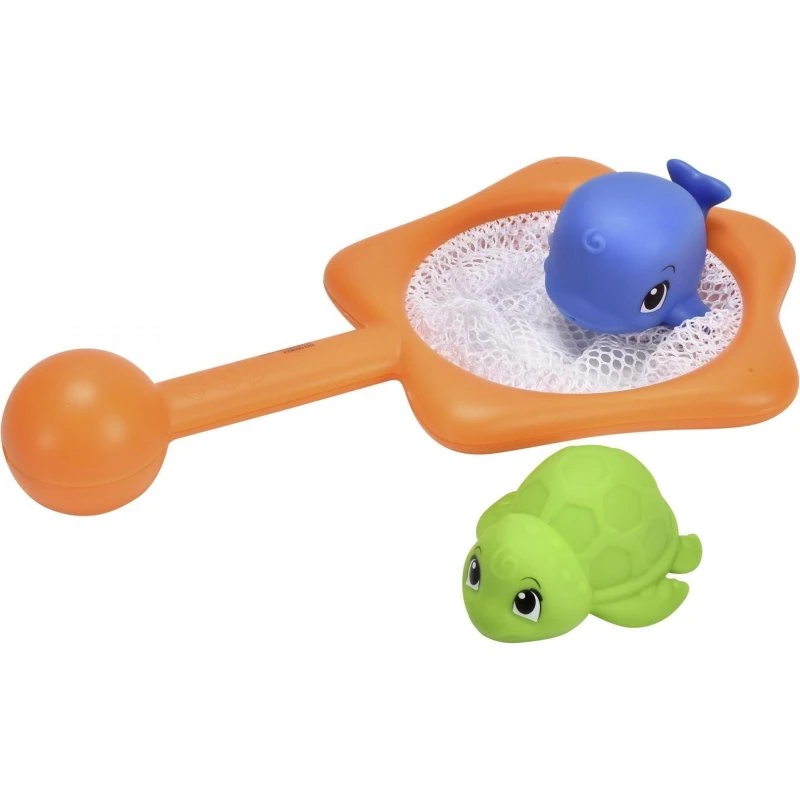 ABC Angelspiel Badewannenspielzeug mit Netz und Wasserspritztieren