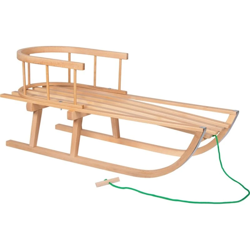 SPRINGOS Holzschlitten 35x90cm mit Rückenlehne