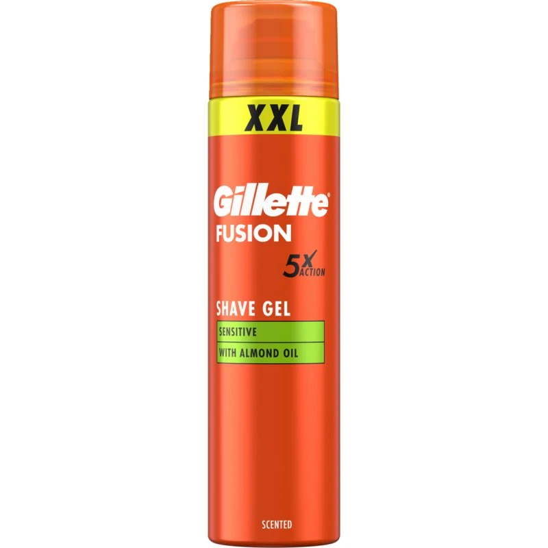 Gillette Fusion Rasiergel mit Mandelöl, 240 ml für empfindliche Haut