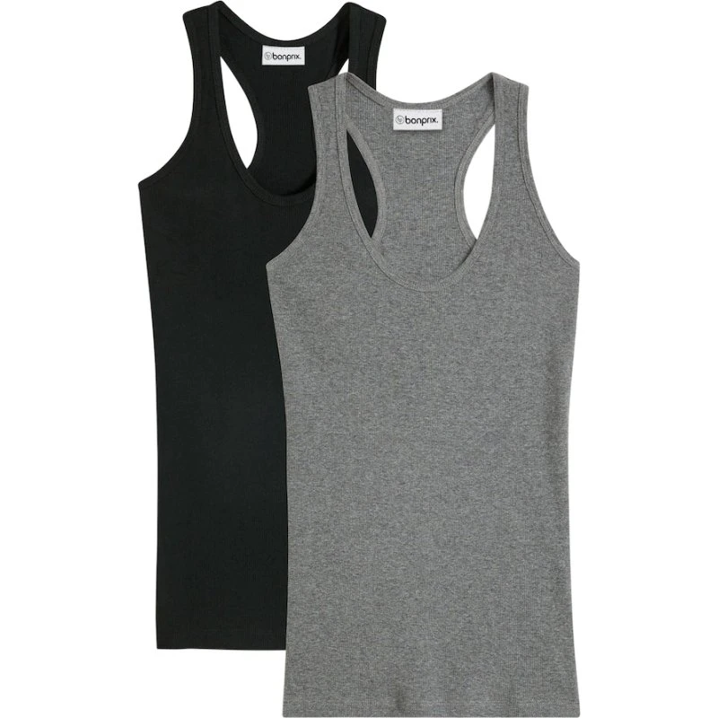 bonprix Tanktop 2er-Pack, Ringerrücken, Ripp-Qualität