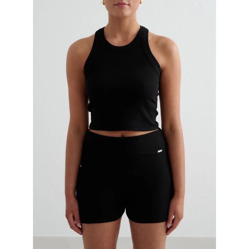 Black Ease Ribbed Tank Top
