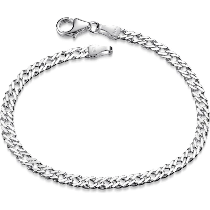 Materia Damen Armband Zwillings-Panzerkette 925 Silber 3,9mm