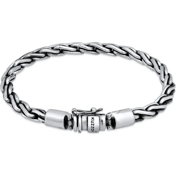925er Sterling Silber Panzer-Armband, Braided-Optik, 19/21/23 cm