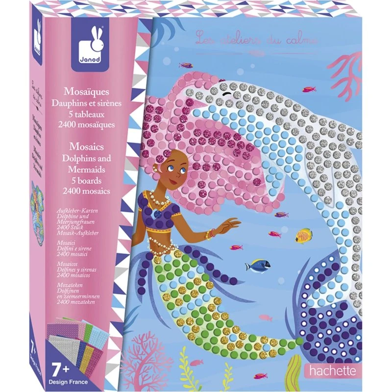 Janod Mosaik Delfine & Meerjungfrauen – Kreativset mit 2.000 Sticker