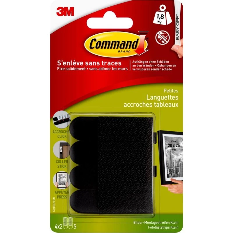 3M Command™ Bilder-Montage Strips S, schwarz, 4 Paar
