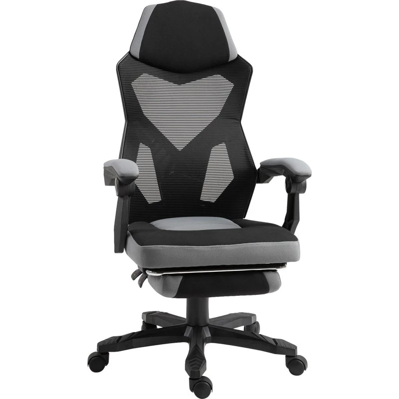 Vinsetto Gaming-Bürostuhl höhenverstellbar, grau-schwarz