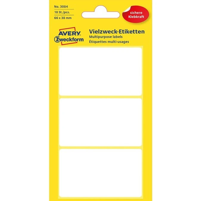 Avery Zweckform Vielzweck-Etiketten 66 x 38 mm, 18 Stück, weiß