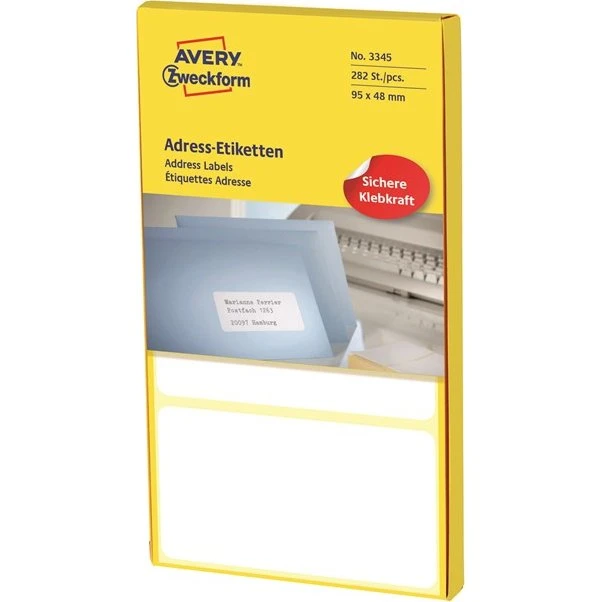 Avery Zweckform 3345 Adress-Etiketten 95 x 48 mm, weiß, 282 Stück