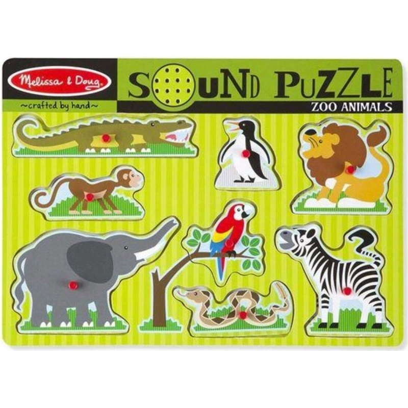 Melissa & Doug Soundpuzzle Zootiere mit Knöpfen, 8 Teile