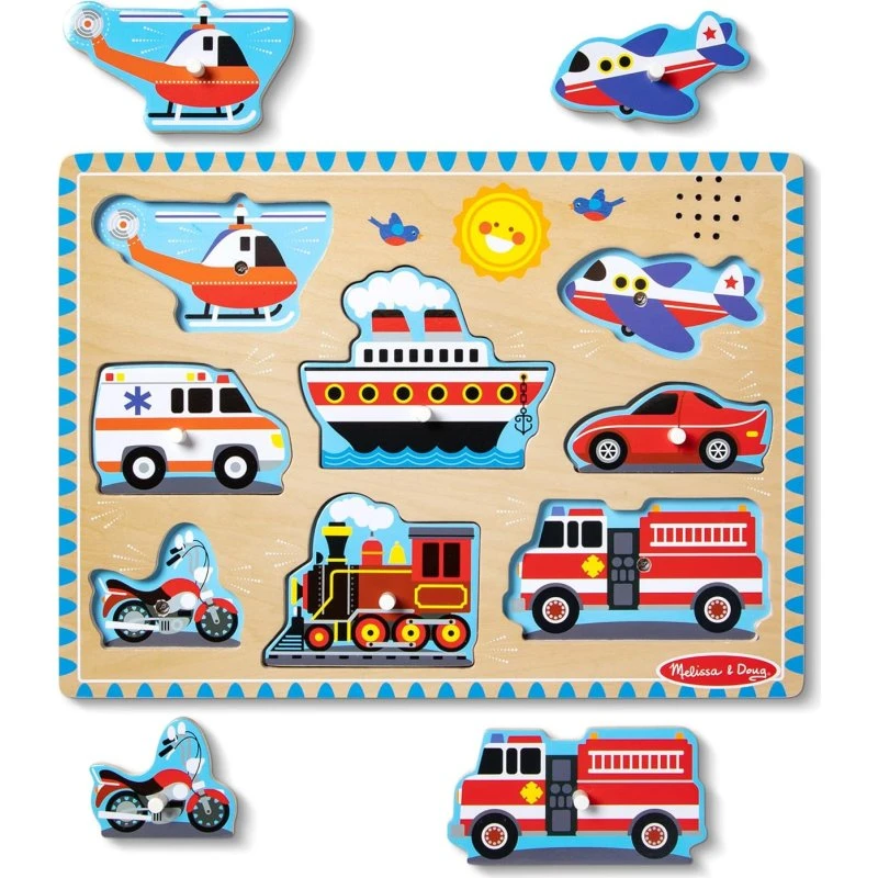Melissa & Doug Fahrzeuge Sound Puzzle 8-teilig