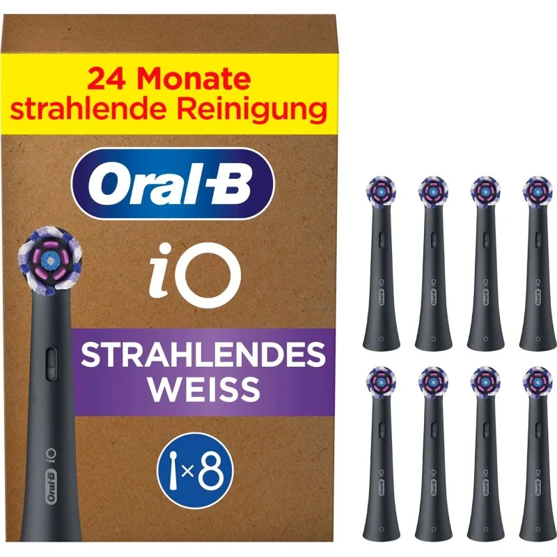 Oral-B iO Strahlendes Weiss Aufsteckbürsten 8 Stück Schwarz