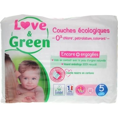 Love & Green Hypoallergene Windeln Größe 5 (40 Stück)