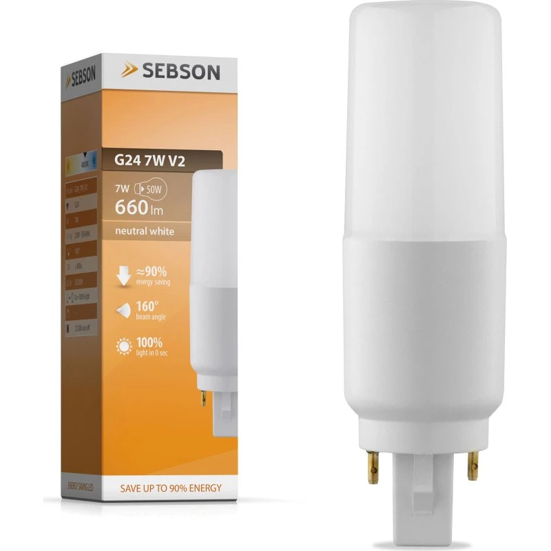 SEBSON LED Lampe G24d 7W neutralweiß