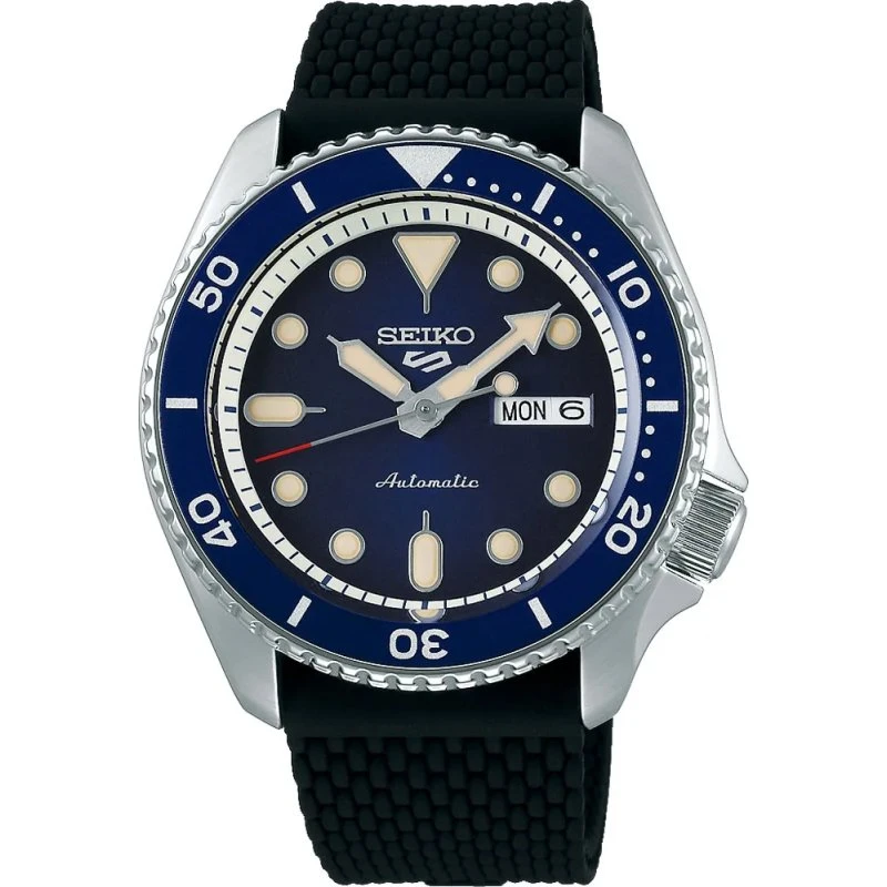 Seiko 5 Sports SRPD71K2 Automatikuhr blau/silber Silikonband
