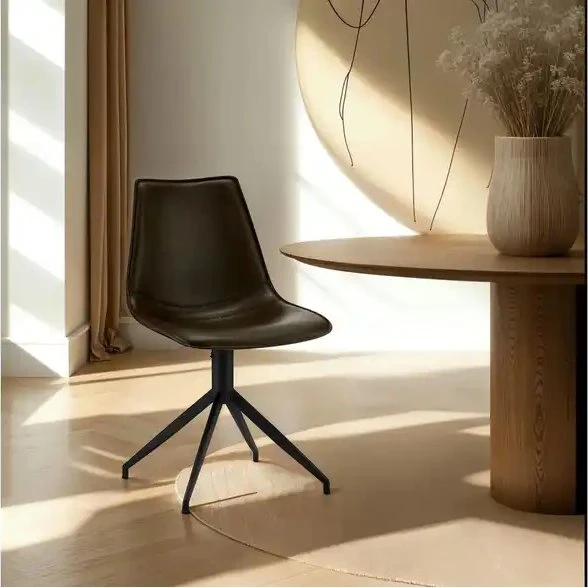 FURNHOUSE Isabel 2er Set Esszimmerstühle Drehbar Schwarz