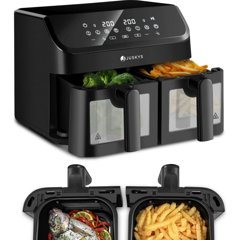 Juskys 2-Zonen-Heißluftfritteuse 9 L Schwarz