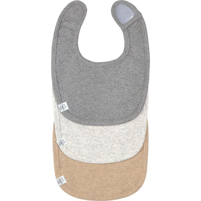 Lässig Spucklätzchen 3er Set grau-beige 100% Bio-Baumwolle