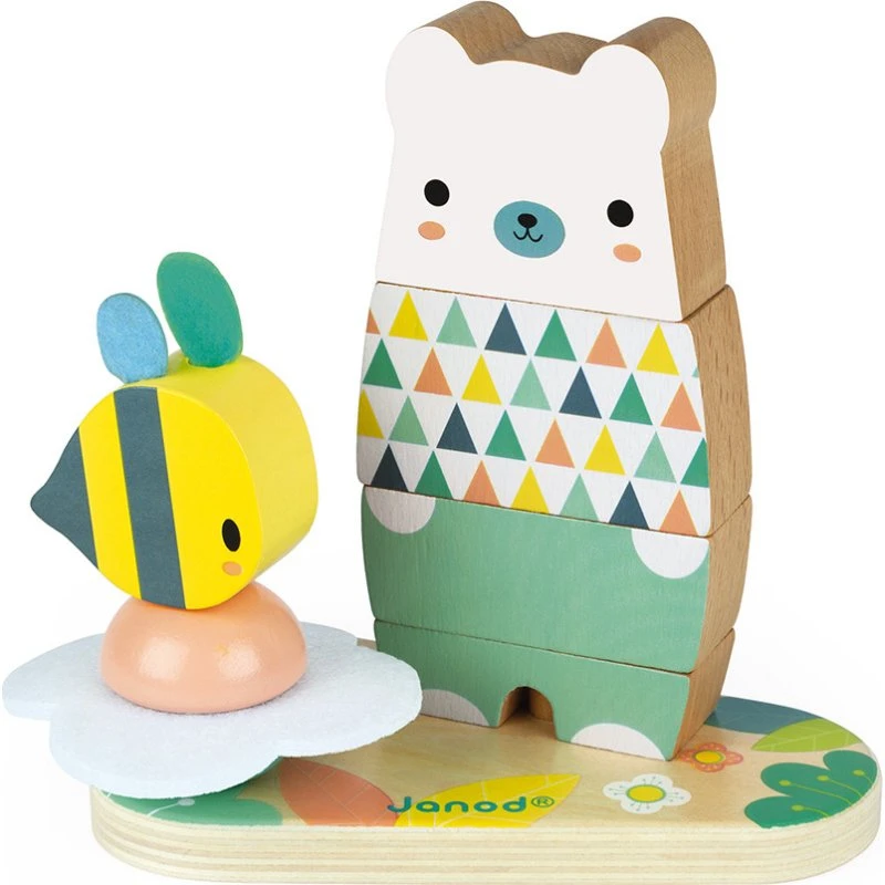Janod Stapeltier Bär & Panda – 2-in-1 Holzspielzeug