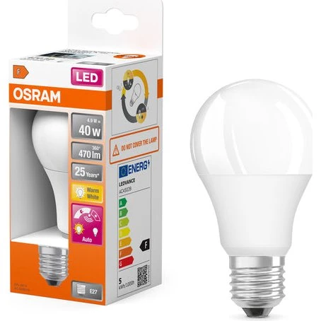 Osram LED Star Classic E27 4.9W 470lm 2700K Matt mit Lichtsensor