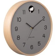 KARLSSON Wanduhr CUCKOO Birkenholz Mouse grey 31,5x31,5 cm