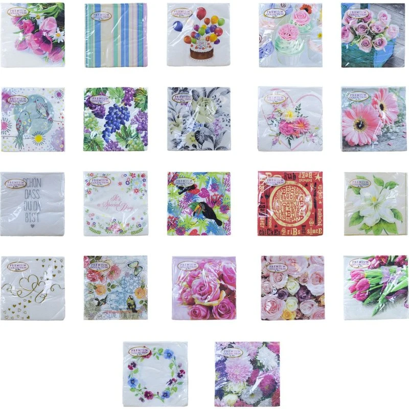 33 x 33 cm 20er-Pack Papierservietten, 3-lagig, chlorfrei gebleicht, wasserbasierte Farben