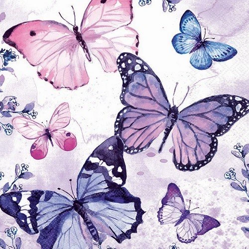 Ambiente Fluttering Butterflies Lila 33x33 cm, 20 Servietten