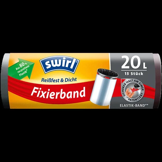 Swirl Fixierband-Müllbeutel 20 l schwarz (15 Stk)