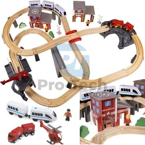 Kruzzel 22754 Holzeisenbahn 70 Teile, 4,8 m Batteriebetrieb