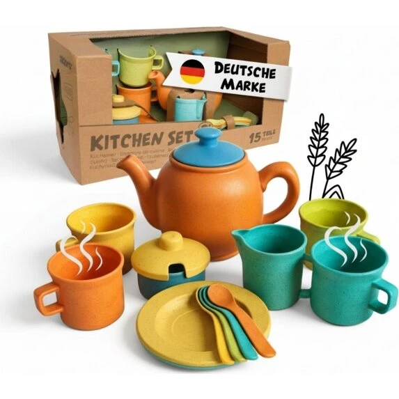 alldoro Teeservice 15-teilig aus Weizenstroh-Kunststoff