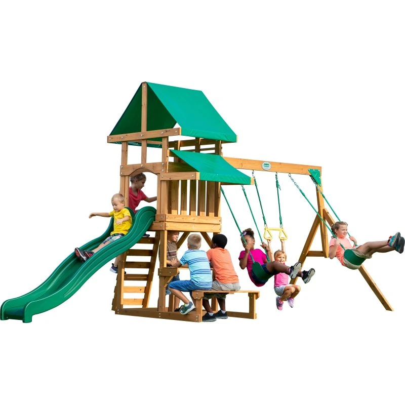 Backyard Discovery Belmont Spielturm mit Rutsche, Schaukel & Sandkasten