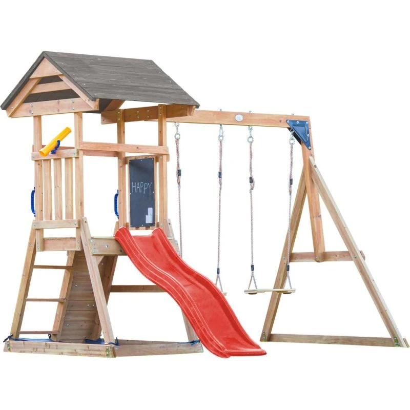 AXI Mia Spielturm Braun mit Doppelschaukel und Rutsche