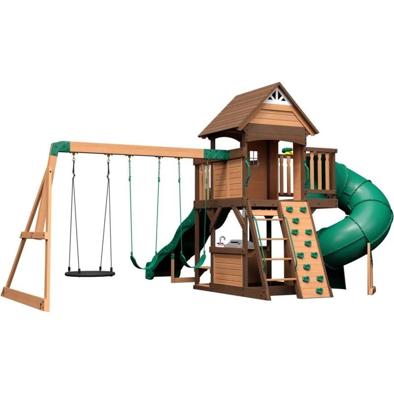 Backyard Discovery Cedar Cove Spielturm mit Rutsche, Schaukel & Aussichtsturm