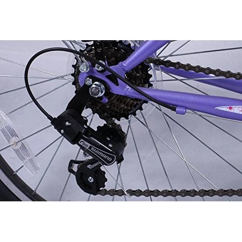 Talson 24 Zoll Fahrrad 21-Gang mit Beleuchtung Lila-Weiß