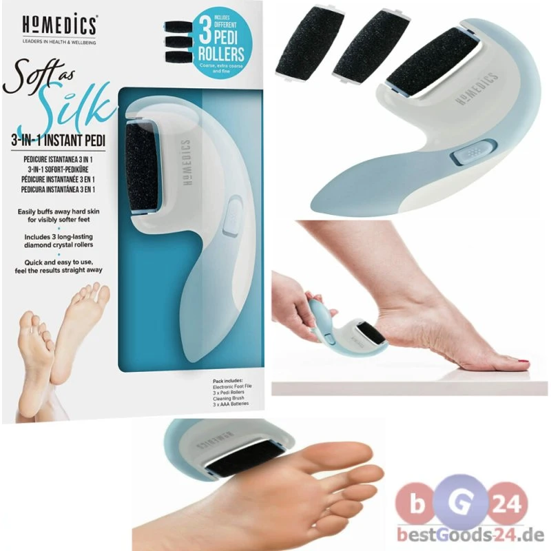 HoMedics 3 in 1 Silk Pediküregerät elektrischer Hornhautentferner