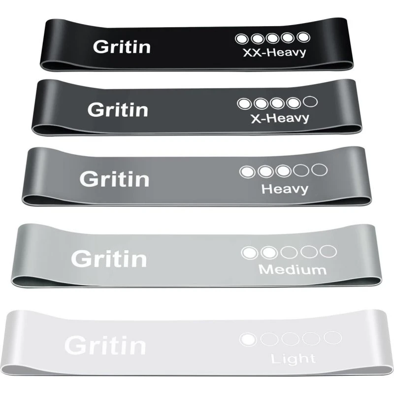 Gritin 5er Set Fitnessbänder Naturlatex 5 Widerstände