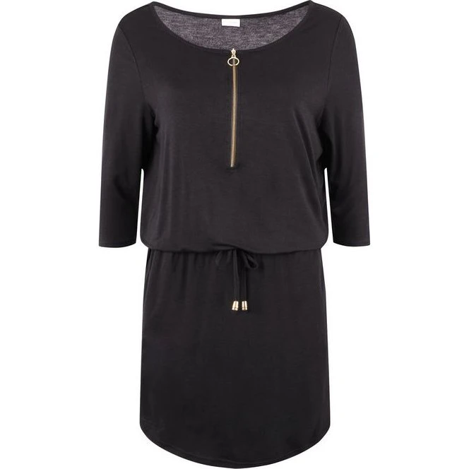 LASCANA Jerseykleid goldfarbener Reißverschluss, 88 cm