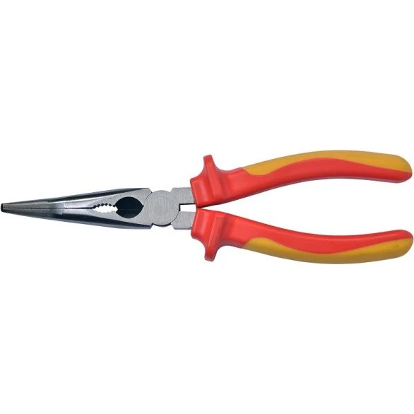 SW-STAHL VDE Flachrundzange Gebogen 200 mm, 1000V, 2-Komponenten-Griff