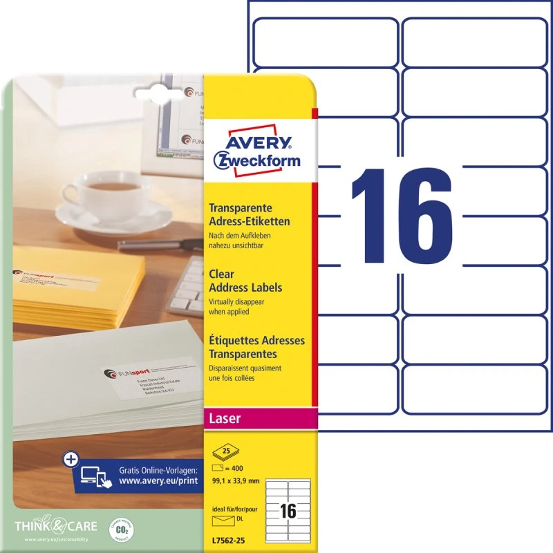 Avery Zweckform L7562-25 Adress-Etiketten 99,1x33,9 mm