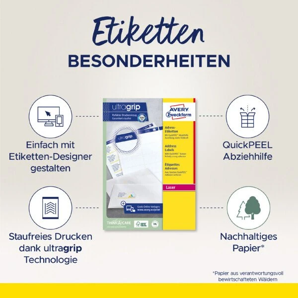 AVERY Zweckform QuickPEEL Adress-Etiketten 99,1 x 33,9 mm