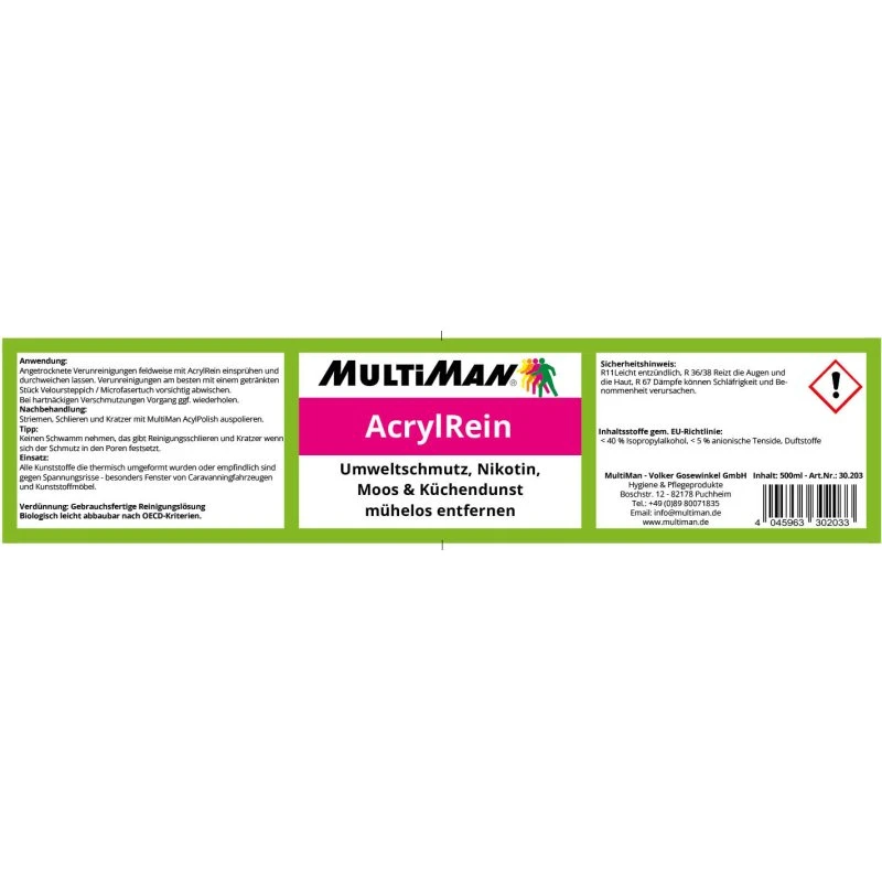 MultiMan AcrylRein 500, Pumpsprühflasche