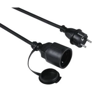 hama Outdoor-Verlängerungskabel 5 m schwarz IP44