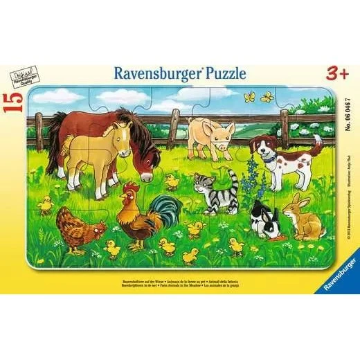 Ravensburger Bauernhoftiere auf der Wiese – Rahmenpuzzle (15 Teile)