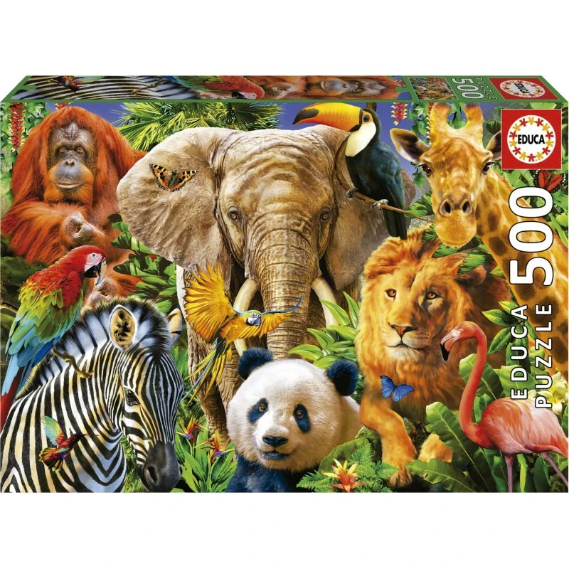 Educa Puzzle Wilde Tiere Collage 500 Teile