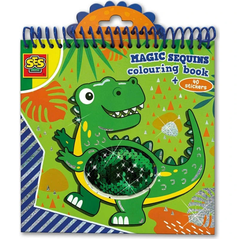 SES Dino-Malbuch mit Glitzerpailletten & 40 Aufklebern